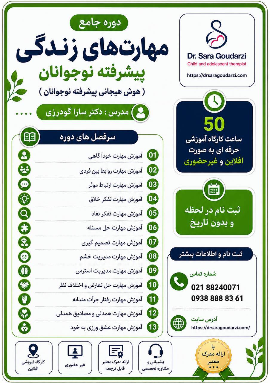 🔹️ دوره جامع مربیگری مهارت های زندگی پیشرفته نوجوانان (هوش هیجانی نوجوانان)
